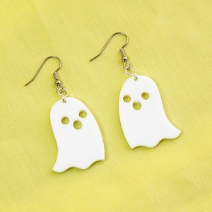 Pendientes de fantasma de Halloween, acrílico cortado con láser, joyería espeluznante