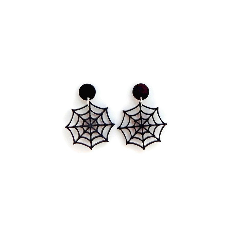 Black Spiderweb Earrings Retro Acrylic Dangle Earrings - Etsy