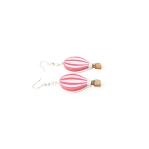 Pink Hot Air Balloon Earrings, Unique Quirky Statement Earrings, Fun Vintage Inspired Dangle Earrings, Cute Retro Novelty Acrylic Jewelry image 3