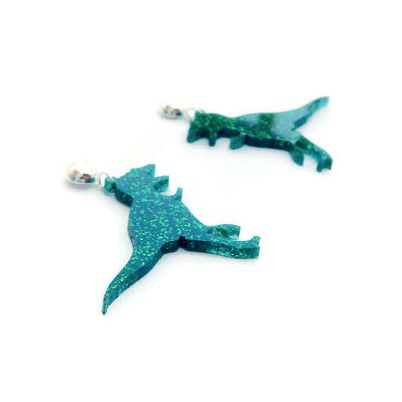 Boucles D'oreilles Dinosaure Tyrannosaure Vert - Bijoux Vintage En Alliage, Sans Nickel, Pour Femme