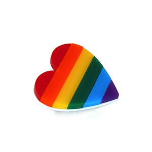 Rainbow Heart Brooch, Pride Rainbow Brooch Pin, Laser Cut Acrylic Brooch, LGBTQ Jewelry, Rainbow Flag Pride Pin image 2