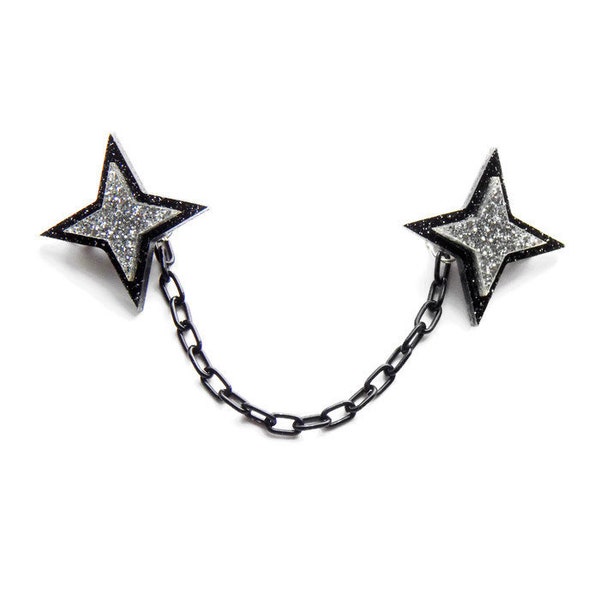 Black Glitter Star Sweater Clip: Atomic Rockabilly Cardigan Guard