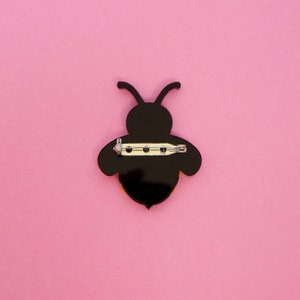 Bee Brooch, Yellow & Black Cute Spring Insect Brooch Pin, Laser Cut Honeybee Pin Jewelry, Unique Bumblebee Resin Brooch, Quirky Retro Brooch image 6