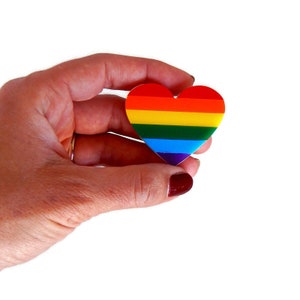 Rainbow Heart Brooch, Pride Rainbow Brooch Pin, Laser Cut Acrylic Brooch, LGBTQ Jewelry, Rainbow Flag Pride Pin image 7