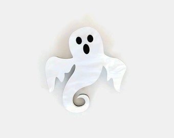 Halloween Ghost Brooch, Spooky Acrylic Jewelry Pin