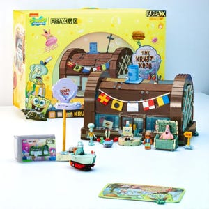 SpongeBob Krusty Krab Building Blocks – Creative Cartoon Restaurant Model Bricks for Kids & Desktop Decoration