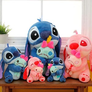Muñeco de peluche Disney Lilo & Stitch de 30-45 cm / Ángel, Stitch y Scrump, juguetes de peluche suaves kawaii para niños, regalo de cumpleaños