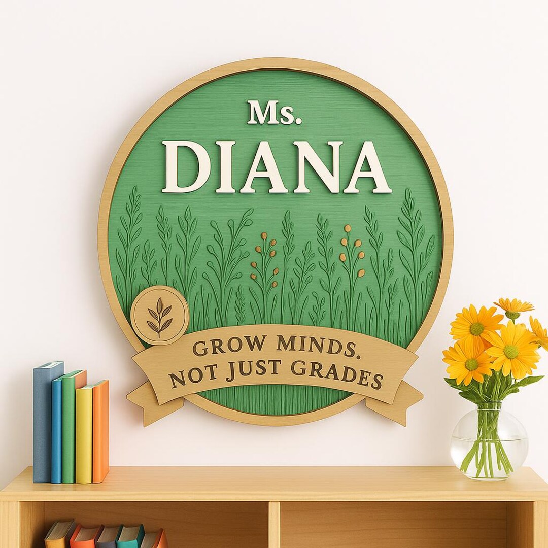 Personalized Teacher Door Sign: Engraved Wooden Classroom Plaque - Etsy