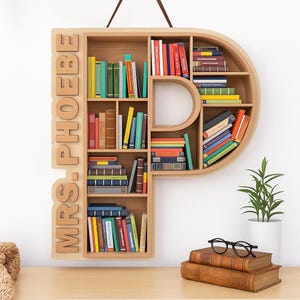 Arte de pared personalizado para estantería de profesores: letrero con nombre y letras personalizadas para estantería, regalo de regreso a clases, agradecimiento personalizado para profesores.