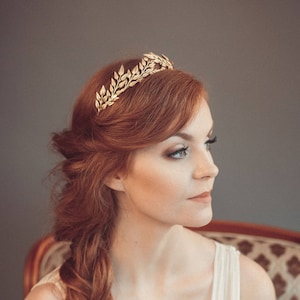 Gold leaf headband - Greek goddess headband - Grecian tiara - Wedding headband - Bridal tiara - Bohemian head piece - Daphne