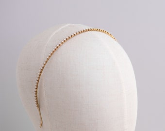 Simple crystal headpiece, One row crystal headband, Thin bridal headband - AMORIS II
