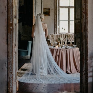 Ombre veil, Blue ombre veil, Boho veil, English tulle veil custom color - IRIS