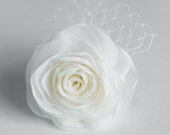 Fleur de cheveux de mariage - Fleur de rose pour les cheveux - Pince à cheveux de mariée