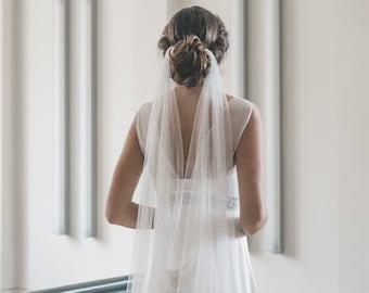 Drapierter Schleier - Hochzeitsschleier - Boho Schleier - Weicher englischer Tüllschleier - Brautschleier - ELIZABETH