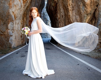 Rhinestone cape, Sparkling cape veil, Shoulder cape veil with crystals- LUCY