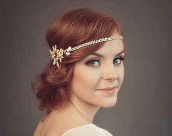 1920s wedding headpiece - Bridal hairpiece - Gatsby headpiece - Bohemian headpiece - Gold headpiece - Clio