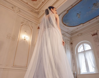 Wedding veil with crystal beading, Crystal bridal veil, Sparky veil - CELESTE