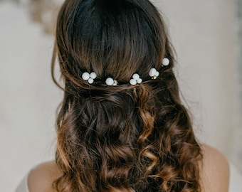 Pearl hair pins, Large pearl hair accessory - Alsa