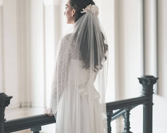 Wedding veil, Simple bridal veil, Soft English tulle veil, Elbow, Waist, Fingertip, Waltz, Floor,  Chapel, Cathedral, Narrow veil - JANE