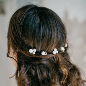 Pearl bridal headpiece, Wedding pearl hair pins, Pearl and crystals bridesmaids gift hair accessories ALSA image 2