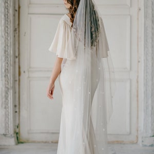 Star veil, Celestial bridal veil, Wedding veil with stars, Italian tulle statement veil - COELESTINE