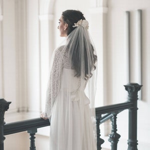 Narrow wedding veil, Soft English tulle veil, Modern veil, waist, fingertip, chapel, cathedral length — JANE
