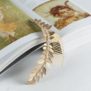 Leaf hair comb, Laurel leaf hair piece, Bridal hair comb for wedding gold or silver, Grecian headpiece HARMONIA image 1