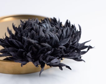 Large flower brooch, Black flower hair clip oversized chrysanthemum - ANTHEMON BLACK