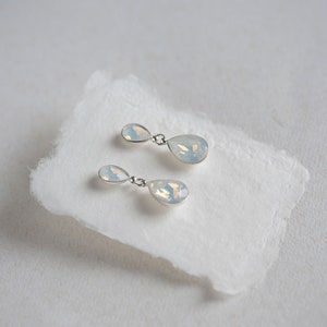 Crystal teardrop earrings aquamarine, gold, green, rose, opal, red, clear crystal, black REGN White opal