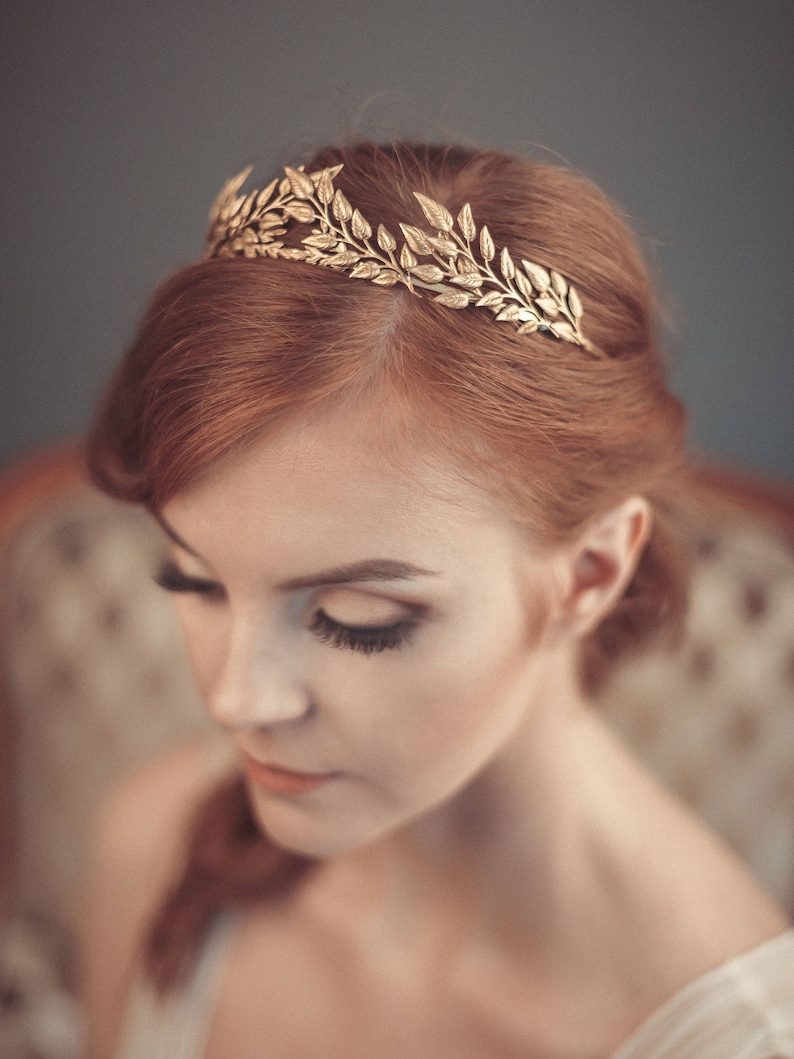 Gold leaf headband Greek goddess headband Grecian tiara Wedding headband Bridal tiara Bohemian head piece DAPHNE image 5