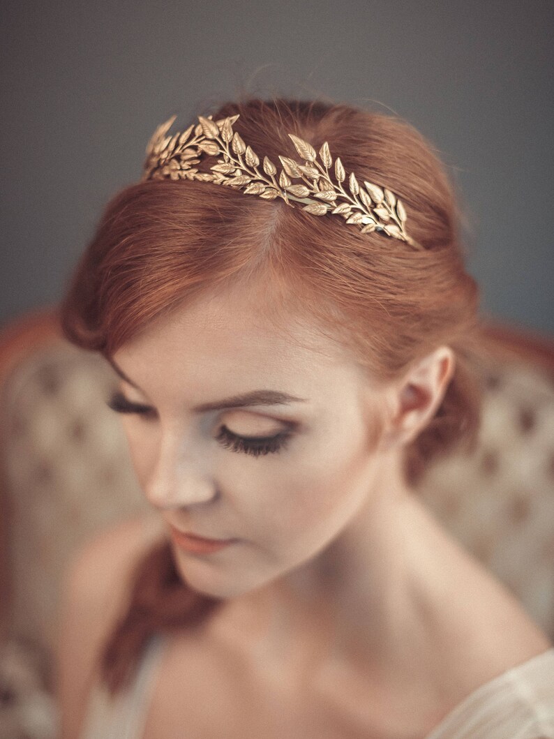Gold leaf headband Greek goddess headband Grecian tiara Etsy