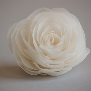 Ivory wedding hair flower, Bridal hairpiece, Wedding hair accessories, Organza bridal hair clip, Ivory rose hair flower image 4