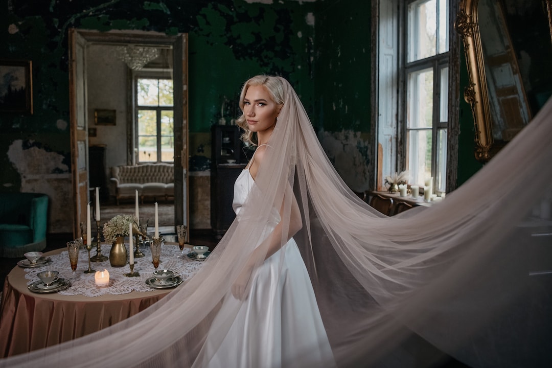 Modern Wedding Veil, Soft English Tulle Veil, Single Tier