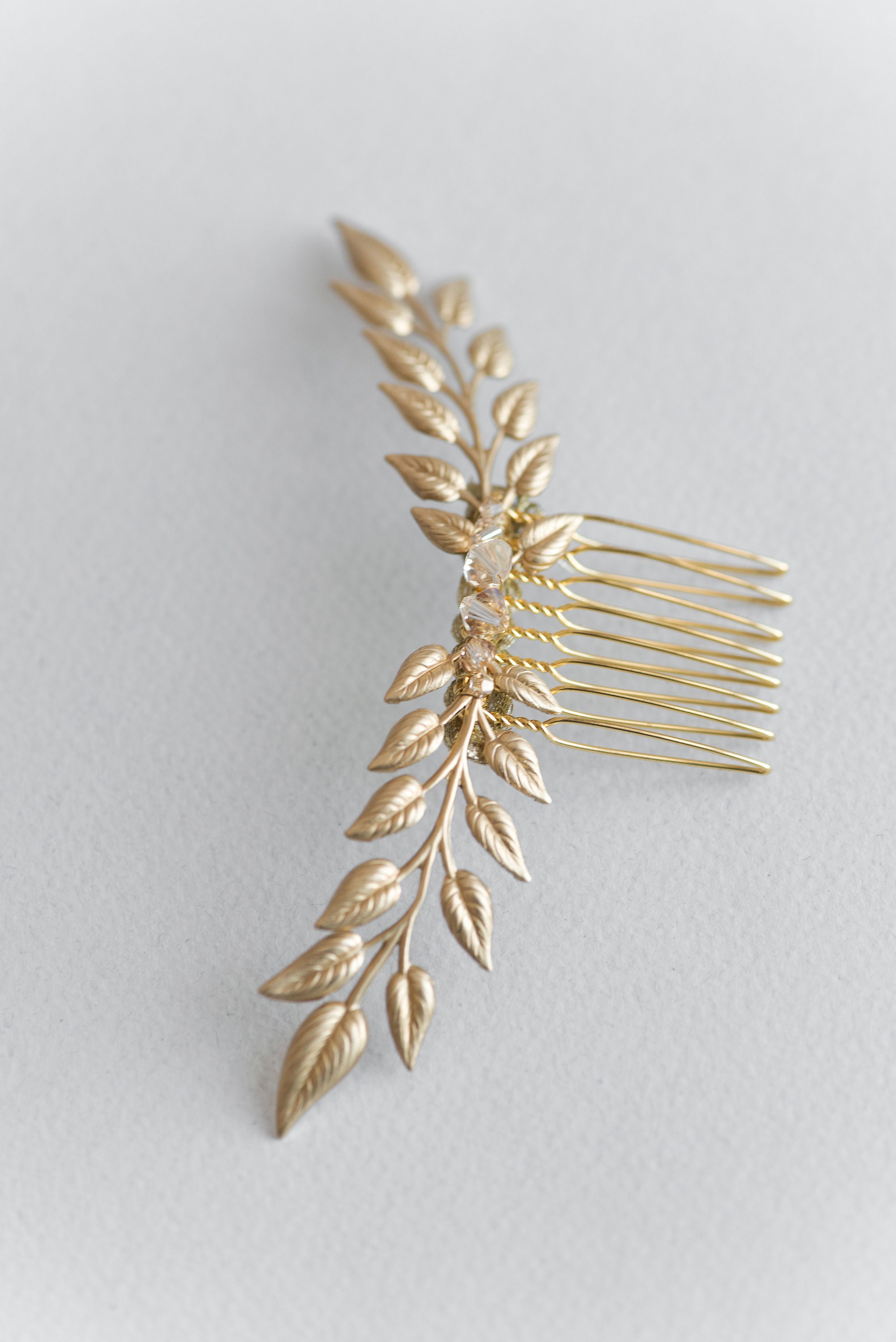Gold leaf hair piece Leaf hair comb Greece headpiece Etsy