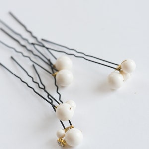 Pearl bridal headpiece, Wedding pearl hair pins, Pearl and crystals bridesmaids gift hair accessories ALSA image 7