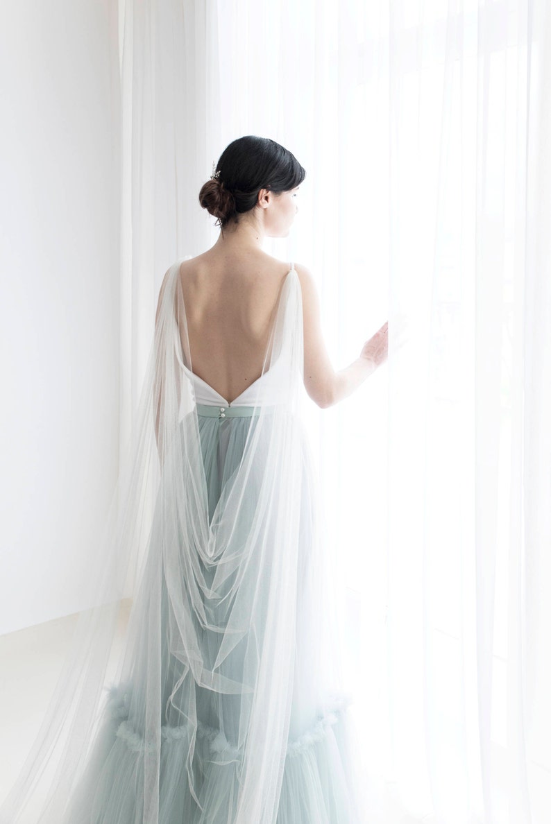 Draped bridal cape Modern veil Custom color cape veil Bridal cape Bridal cape veil Cape veil Wedding cape