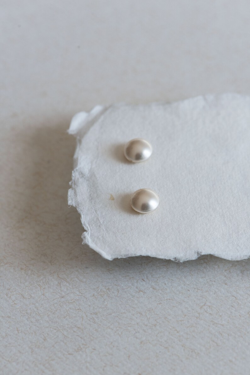 Simple pearl earrings, Classic minimalist studs, Modest jewelry PETITGEMS image 3