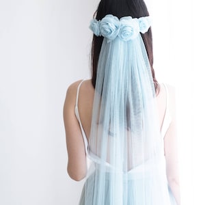 Blue Wedding Veil Flower Crown Veil Bohemian Veil Custom - Etsy