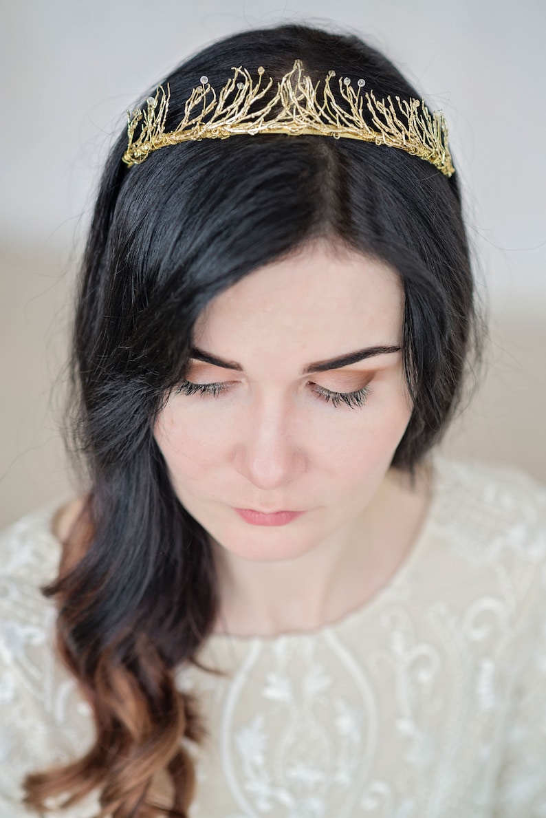 Swarovski crystal wedding crown, Woodland tiara silver or gold Aida image 6