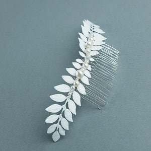 Silver bridal headpiece Bridal hairpiece Silver leaf hair comb Wedding hair comb Euterpe image 6