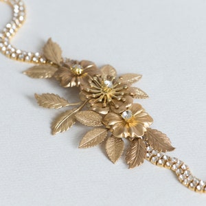 Gold rhinestone sash, Thin gold sash, Thin bridal belt image 3