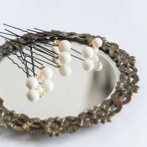 Pearl bridal headpiece, Wedding pearl hair pins, Pearl and crystals bridesmaids gift hair accessories ALSA image 9