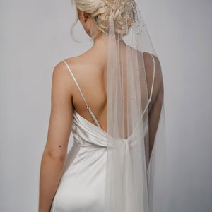 Pearl wedding veil, Bridal veil with pearls, Barely there pearl veil MARGARITA image 5