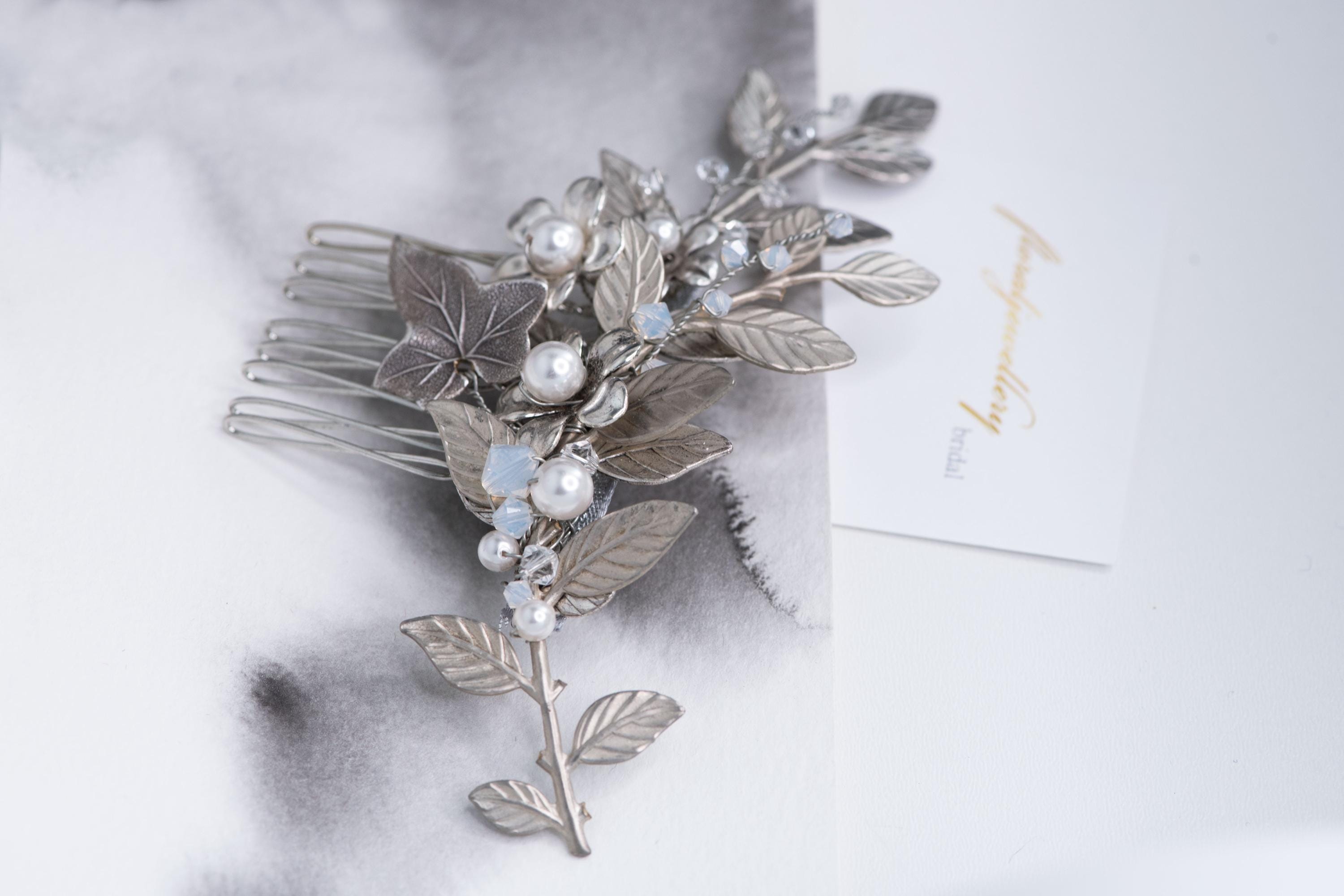 Teyglen Pettine per capelli da sposa, con strass, con perle