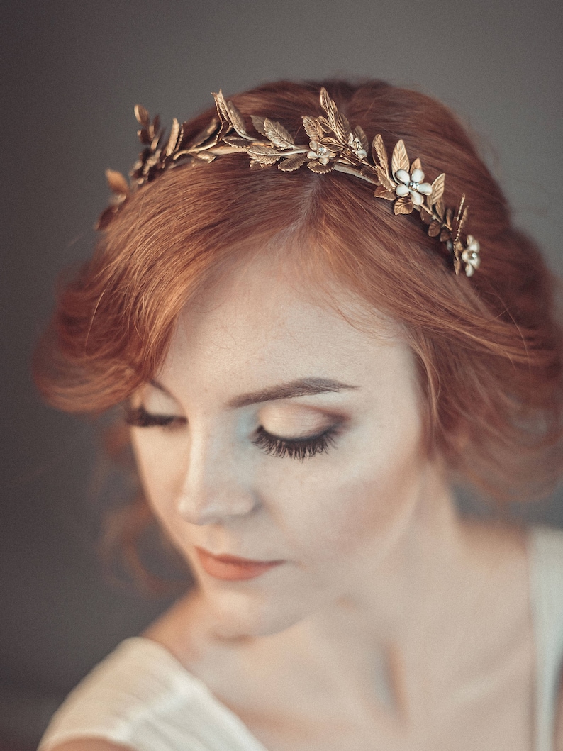 Gold Leaf Tiara Laurel Leaf Flower Crown Bridal Tiara Etsy