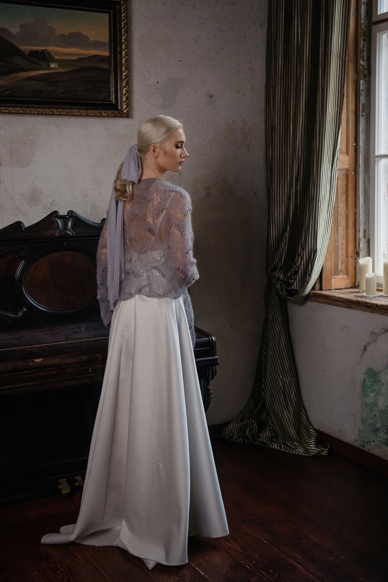 Arc de cheveux de mariée, arc de queue de cheval en tulle, alternative au voile de mariage DARLA Dusty blue