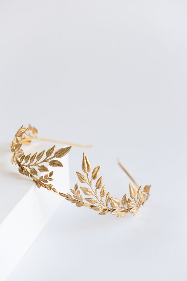 Gold leaf headband Greek goddess headband Grecian tiara Wedding headband Bridal tiara Bohemian head piece Daphne image 3