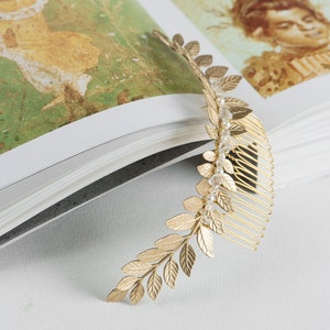 Leaf hair comb, Laurel leaf hair piece, Bridal hair comb for wedding gold or silver, Grecian headpiece HARMONIA Gold