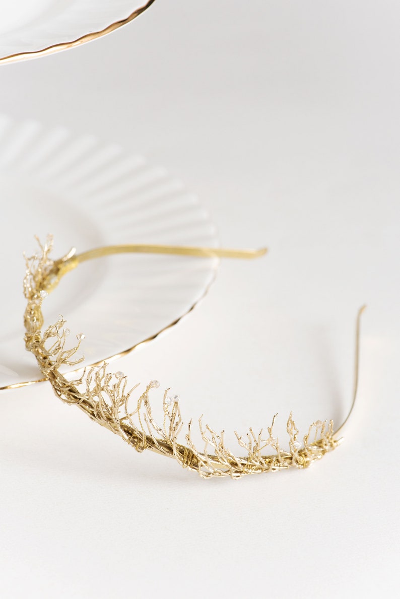 Swarovski crystal wedding crown, Woodland tiara silver or gold Aida image 9