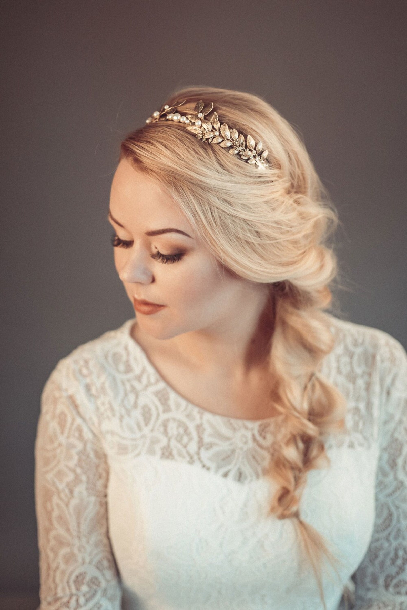 Gold Tiara Gold Leaf Crown Gold Headband Bridal Tiara Etsy